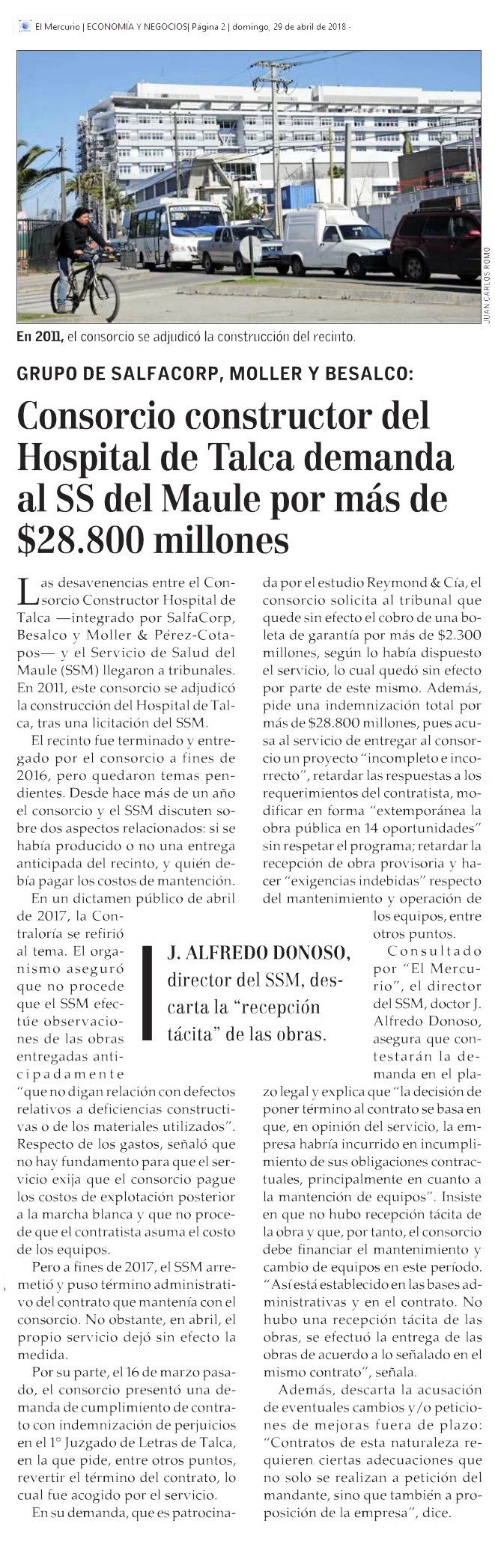 Consorcio constructor del Hospital de Talca demanda al SS del Maule por más de $28.800 millones