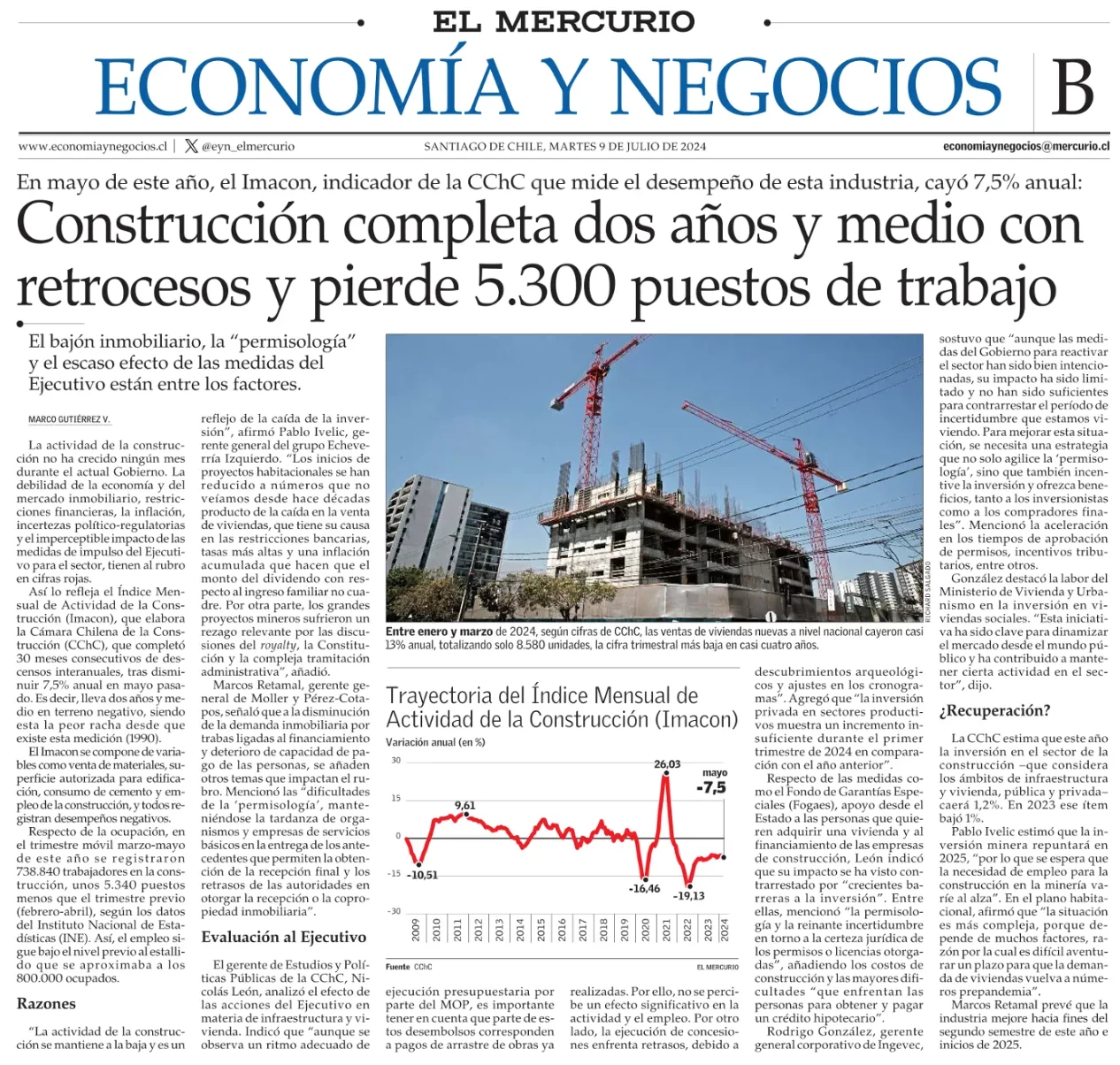 Construcción completa dos años y medio con retrocesos y pierde 5.300 puestos de trabajo