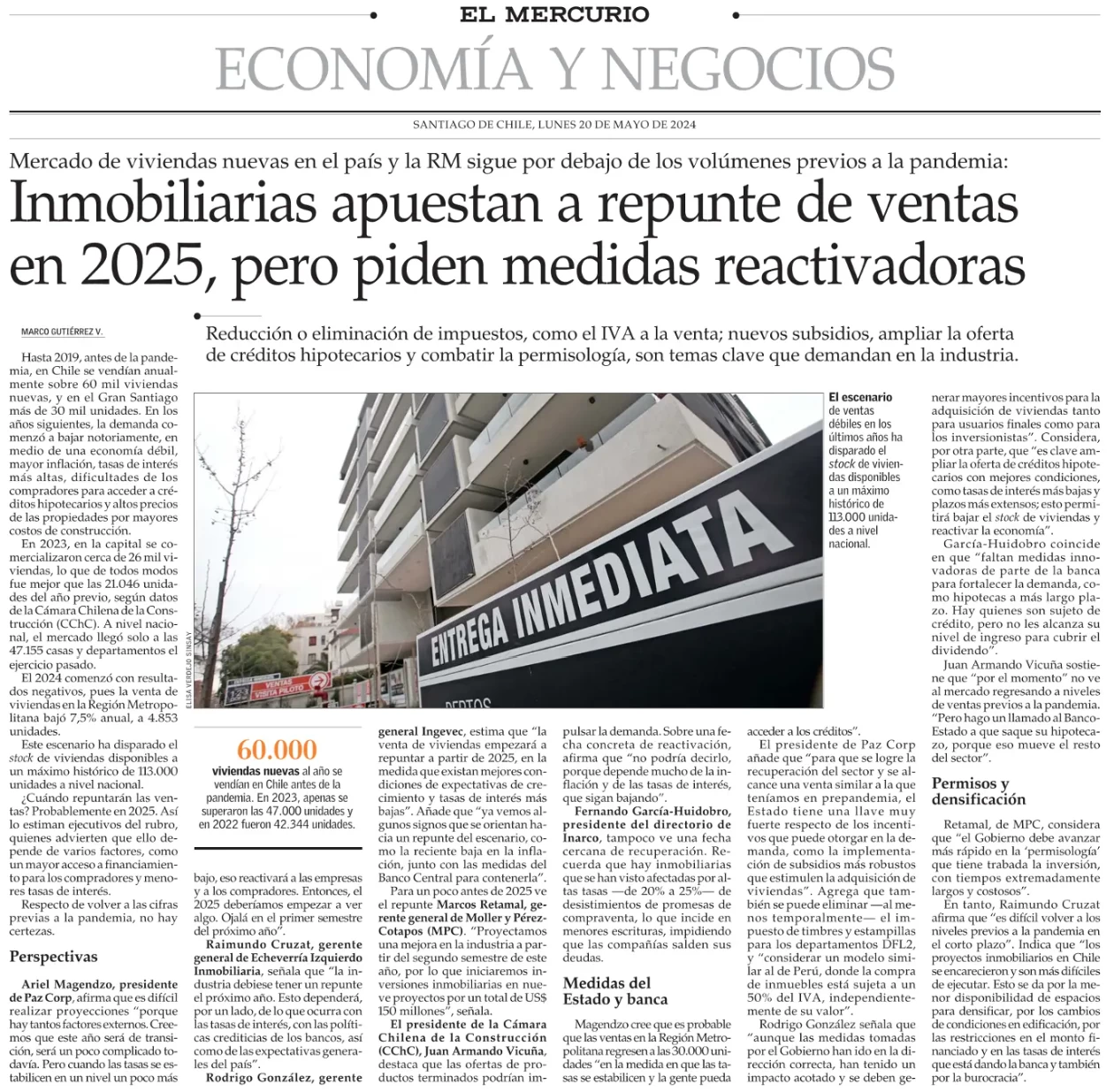 Inmobiliarias apuestan a repunte de ventas en 2025, pero piden medidas reactivadoras